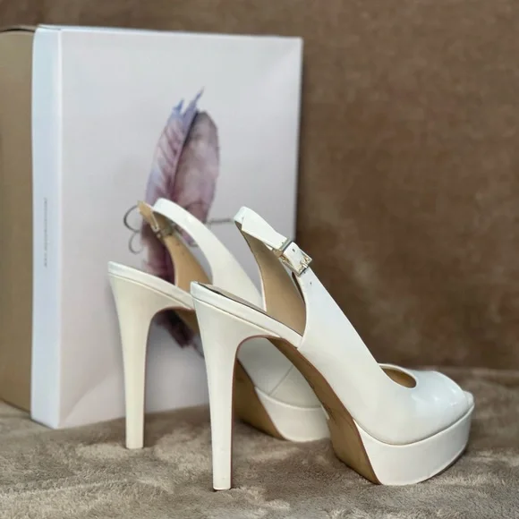Jessica Simpson White Platform Slingback Heels - Picture 5 of 12